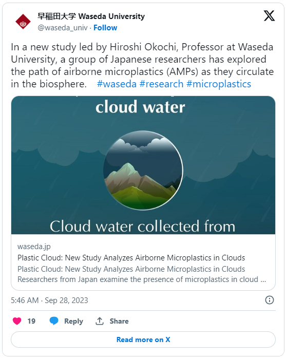 Plastics in clouds: Japanese scientists confirmed microplastics in clouds